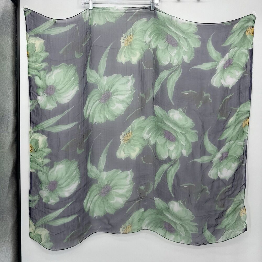 Unbranded Sheer Floral Lightweight Viscose Square Scarf India